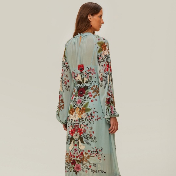 Farm Rio blue beauty bouquet long sleeve maxi dress - Picture 3 of 5